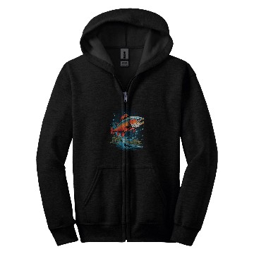 Discover Fishing Fun Fly Fishing Arctic Char Brook Trout Fish 11 Zip Hoodies
