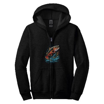 Discover Fishing Fun Fly Fishing Arctic Char Brook Trout Fish 1 Zip Hoodies