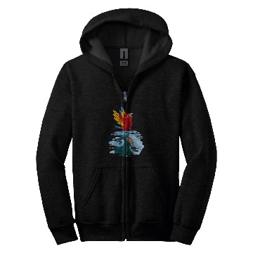 Discover Dragon Pet Parrot Dragon Reflection I Scarlet Macaw Zip Hoodies