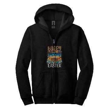Discover Happy Easter Day School Bus Egg Hunt Sunday Bunny Driver Zip Hoodies