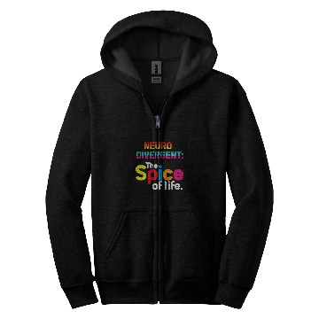 Discover Autism Puzzle Neurodivergent The Spice of Life Autism Spectrum Support Zip Hoodies