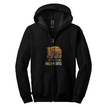 Discover Excavator Fun Heavy Machinery Backhoe Operator Excavator Sand Digger Zip Hoodies