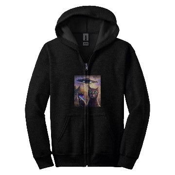 Discover Aliens UFO Funny Cat Selfie Galaxy Cat Zip Hoodies