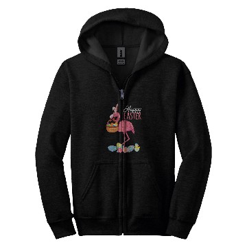Discover Flamingo Pet With Easter Happy Easter Egg Basket Hunting 8 Zip Hoodies