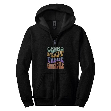 Discover Retro Author Writer Novelist Genre Plot Theme Character Zip Hoodies