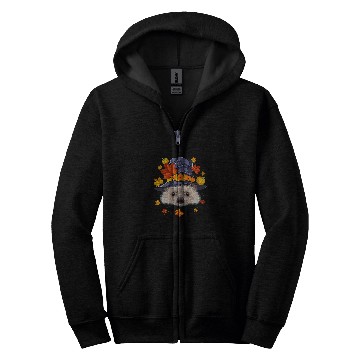 Discover Hedgehog Pet Pilgrim Hedgehogs Face Maple Leaf Fall Vibes Thanksgiving Day 054 Zip Hoodies