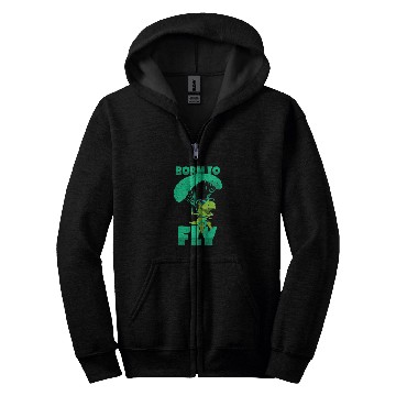 Discover Dinosaur Pet Skydiving Gift Paragliding TRex Flying Gliding Zip Hoodies