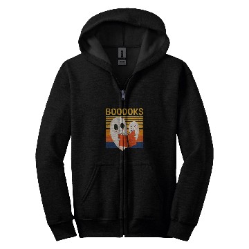 Discover Book Fun Cute ghosts Book Reading Halloween Teacher Puns Booooks Zip Hoodies