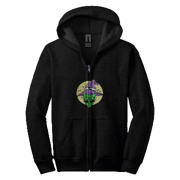 Discover Aliens UFO Wizard Witch Halloween Zip Hoodies