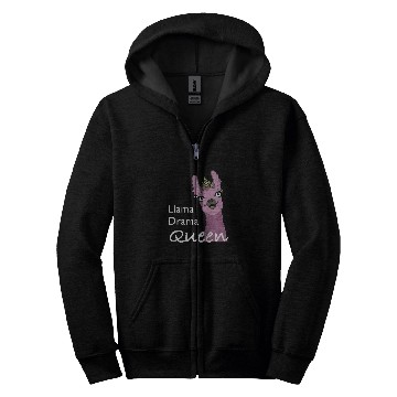 Discover Llama Pet drama queen Zip Hoodies