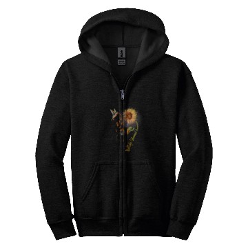 Discover Multiple Sclerosis Ribbon Sunflower Hummingbird Zip Hoodies