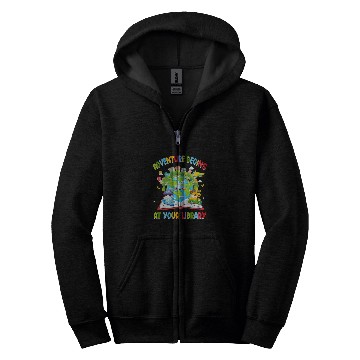 Discover Book Fun Adventure Begins At Your Library Reading 0011 Zip Hoodies