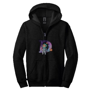 Discover Astronaut Job Space Astronaut Letter D Name Monogram Initial Galaxy Planet Zip Hoodies