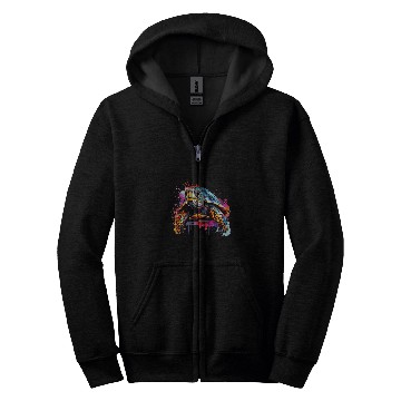 Discover Turtle Pet Box Turtle Lover Colorful Splash Art Zip Hoodies