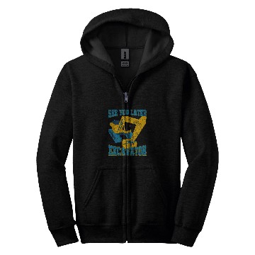 Discover Excavator Fun Vehicle Construction Work Excavator Lover Toddlers Excavator 1 Zip Hoodies