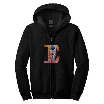 Discover Astronaut Job Space Astronaut Letter E Name Monogram Initial Galaxy Planet Zip Hoodies