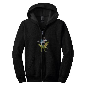 Discover Dinosaur Pet Shark Funny Pirate Shark Riding A Zip Hoodies