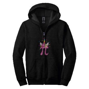 Discover Unicorn Pet Face Pi Day Kids Girls Women Math Geek Zip Hoodies