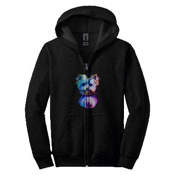 Discover Yorkshire Pet Yorkie Colorful Art Yorkshire Terrier Zip Hoodies