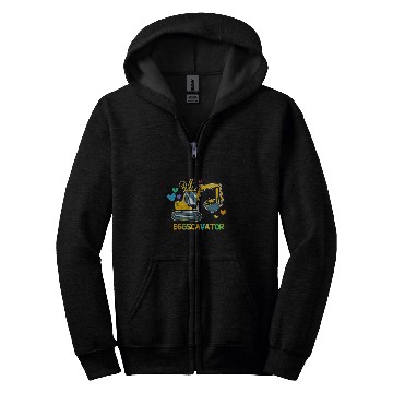 Discover Excavator Fun Easter Egg Hunt Eggscavator Cute Bunny Eared Zip Hoodies