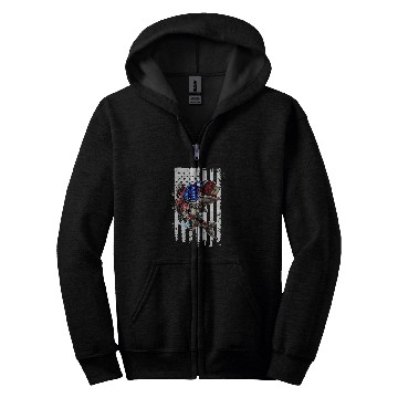Discover Fishing Fun Bass Fish American Flag 75 Zip Hoodies