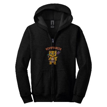 Discover Book Fun Necomancer Necromancer with Wand Book Cat Zip Hoodies