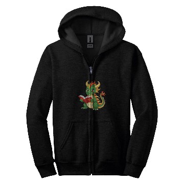 Discover Book Fun Dragon is reading a Book Reading Chinese Dragon Zip Hoodies