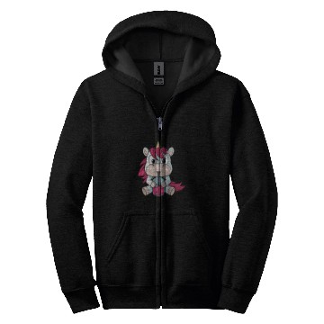 Discover Unicorn Pet loves bubble tea Zip Hoodies