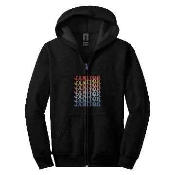 Discover Janitor Custodian Cleaner Groovy Zip Hoodies