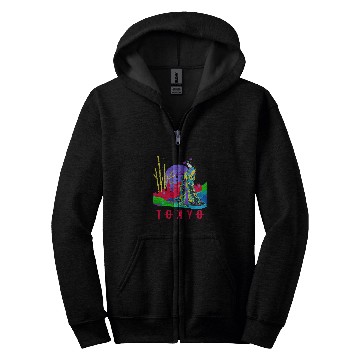 Discover JAPANESE GEISHA AND ABSTRACT TOKYO AT NIGHT Zip Hoodies