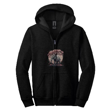 Discover Elephant Mammal Cherry Blossoms Tree Zip Hoodies
