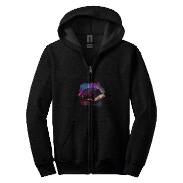 Discover Hedgehog Pet Colorful Wilderness Nature Hedgehog Reflection Zip Hoodies