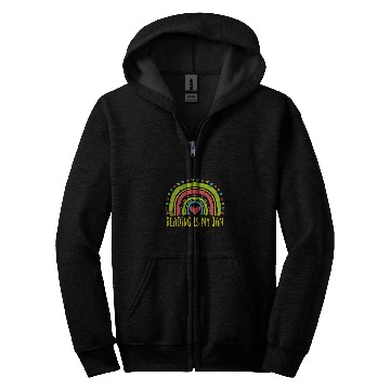 Discover Book Fun rainbow reading is jam teacher librarian Zip Hoodies