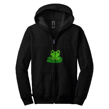 Discover Frog Pet on Lily Pad Cute Zip Hoodies