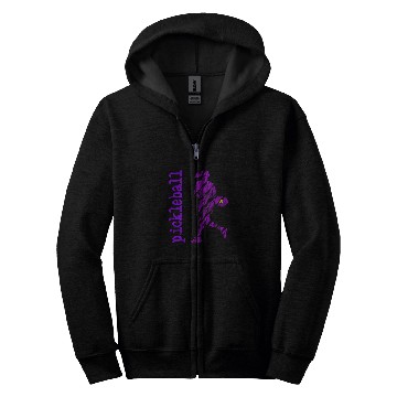 Discover Sport Pickleball Player Typography V Neck Purple Zip Hoodies
