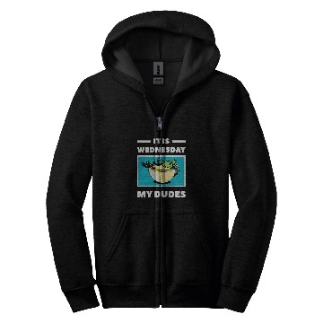 Discover Frog Pet it is wednesday my dudes meme funny frog meme Zip Hoodies