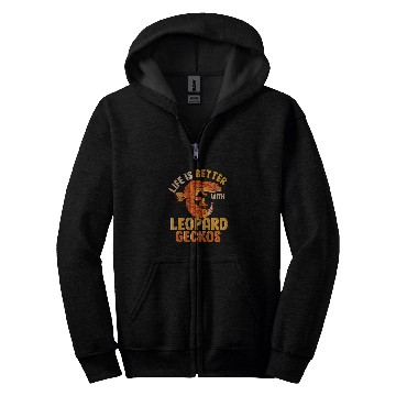 Discover Gecko Pet Funny Lizard Life Is Better With Leopard Geckos Reptile Joke Zip Hoodies