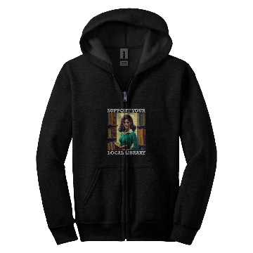 Discover Book Fun Support Your Local Library Book Reader Retro Librarian Zip Hoodies