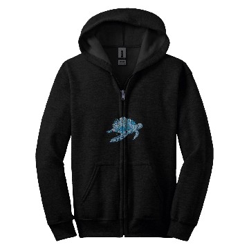Discover Turtle Pet Imaginative blue turtle with coral Zip Hoodies