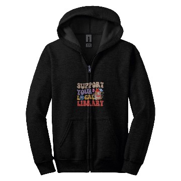 Discover Book Fun Groovy Support Your Local Library Book Reader Lover Bookworm Zip Hoodies