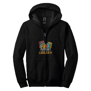 Discover Book Fun Support Your Local Library Zip Hoodies
