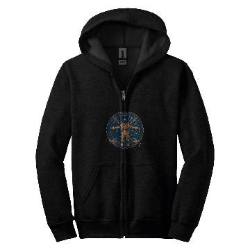 Discover Vitruvian Astronaut Funny Leonardo Da Vinci Graphic 21 Zip Hoodies