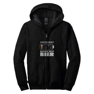 Discover Beer Fun Battery weak need more beer drinking liquor alcohol Zip Hoodies