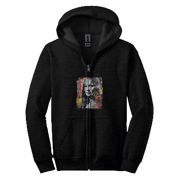 Discover Abstract graffiti art Leonardo da Vinci art Mona Lisa Zip Hoodies