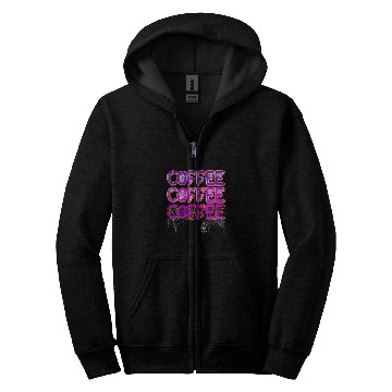 Discover Coffee Fun Halloween Coffee Lover Design Spiders Cobweb Black Widow Zip Hoodies