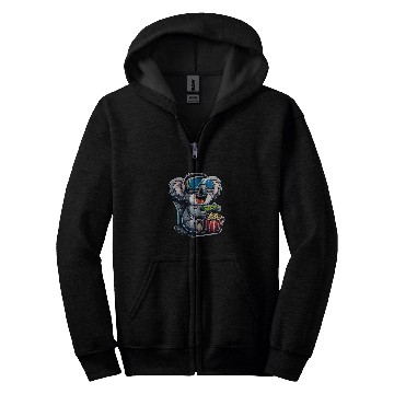Discover Koala Pet Gamer Koala Popcorn Gaming Chair Headphones Games Player 3 Zip Hoodies