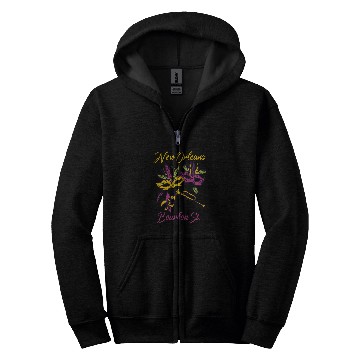 Discover French New Orleans Mardi Gras Souvenir Bourbon Street Zip Hoodies