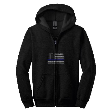 Discover Police Job Law Enforcement Support Thin Blue Line Flag Zip Hoodies