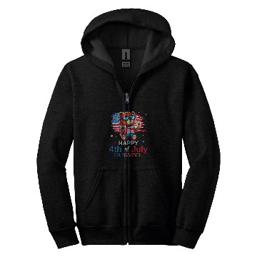 Discover Bear Pet Bear Red White and Blue Happy 4th Of July Day Celebration Zip Hoodies