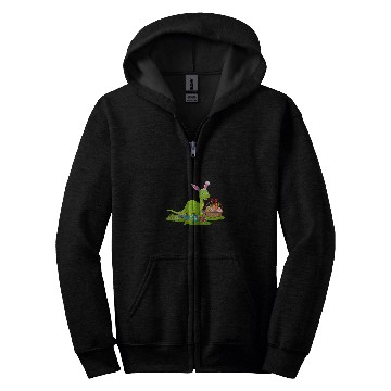 Discover Funny Easter Egg Hunting Bunny Brontosaurus Dinosaur Easter Zip Hoodies